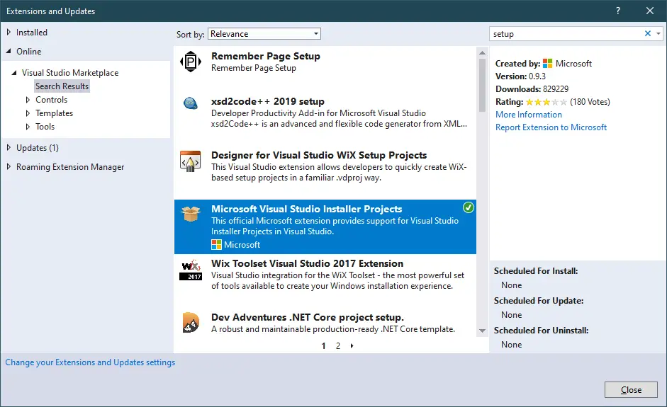 Microsoft Visual Studio Installer Projects