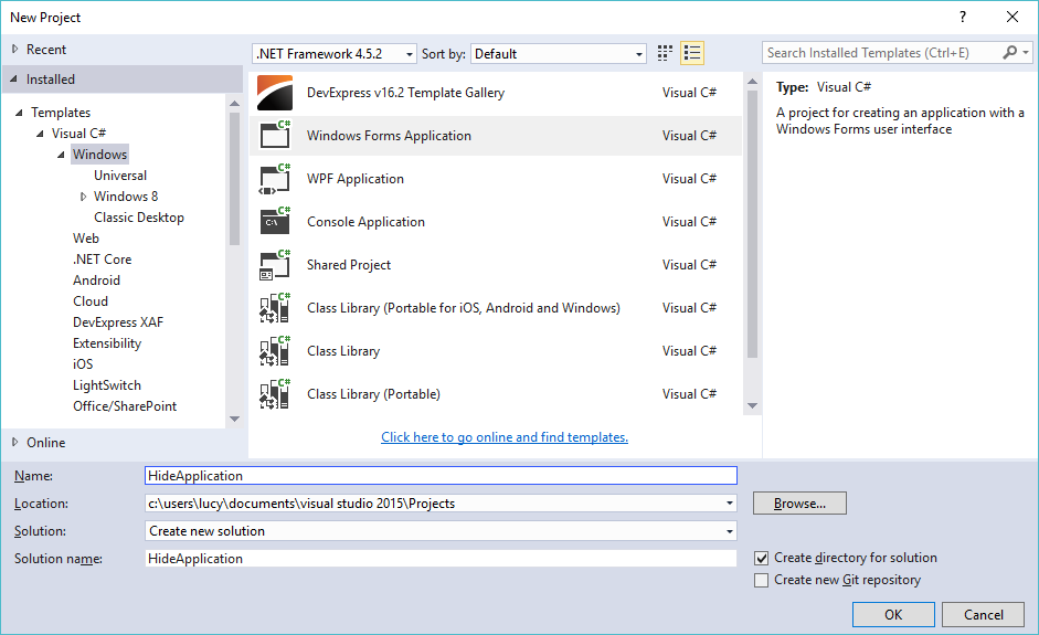 hide windows application in c#