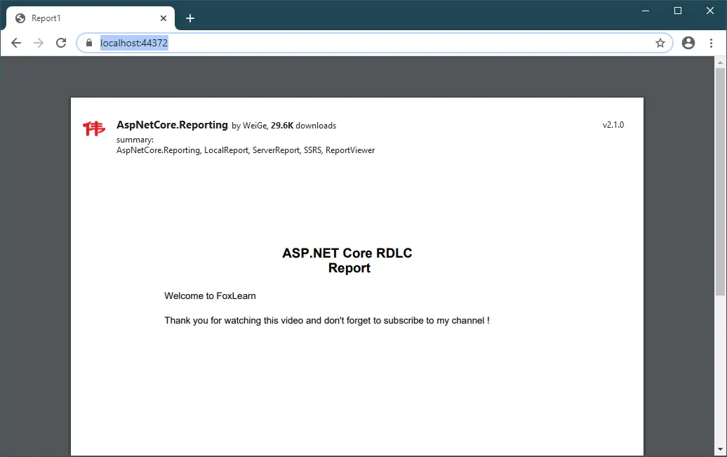 asp.net core rdlc report