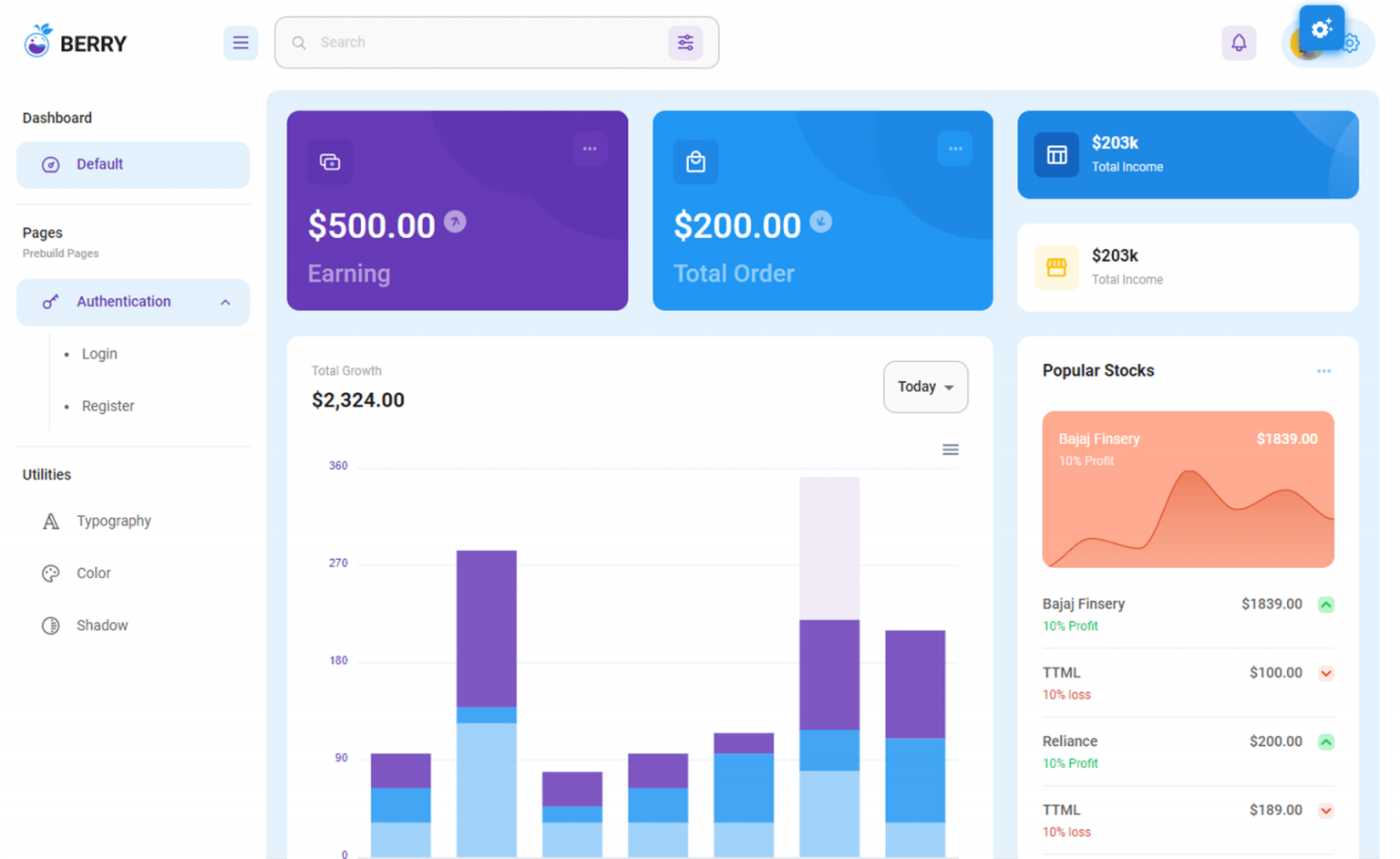 berry free responsive react admin dashboard template