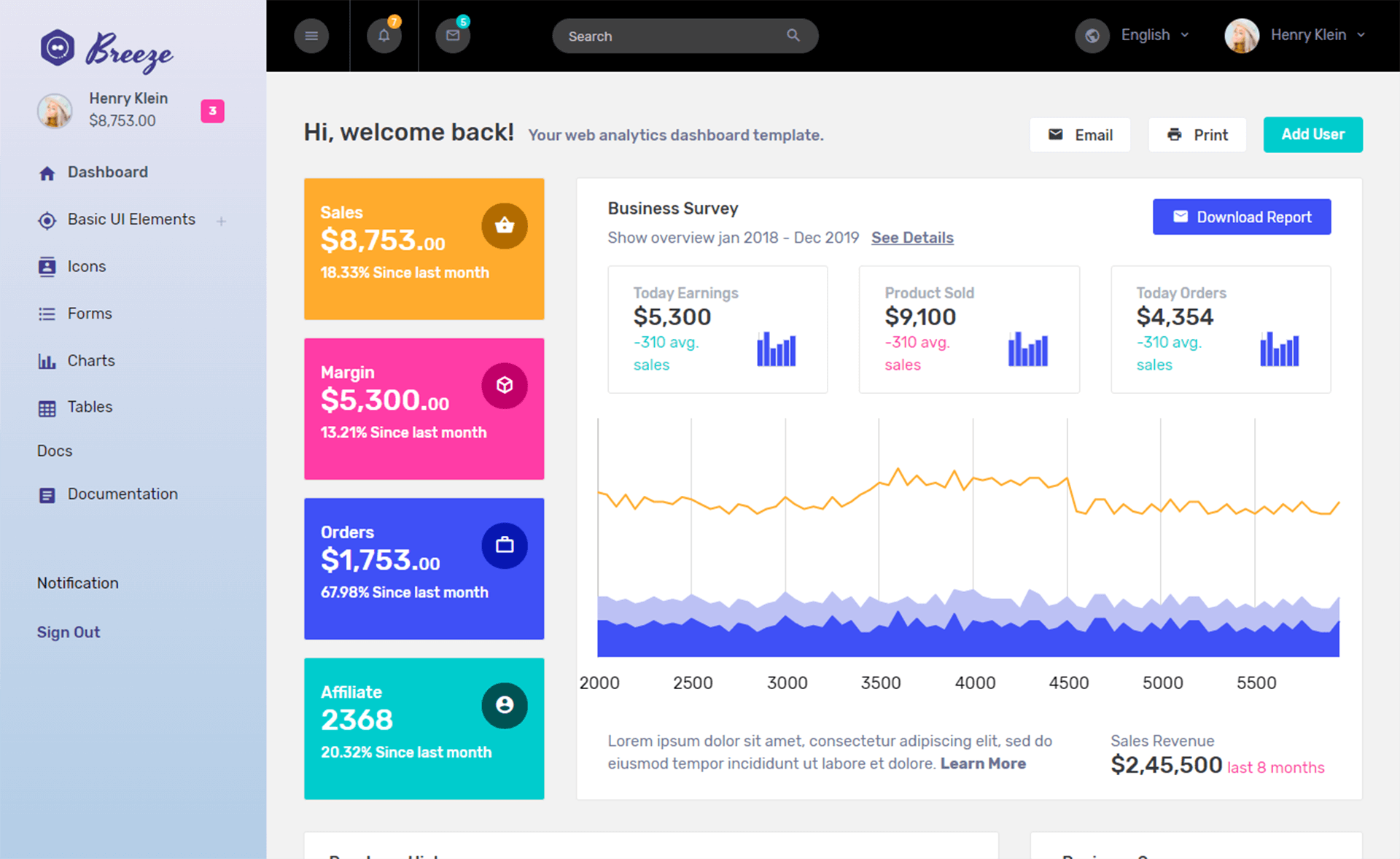 breeze bootstrap4 responsive admin dashboard template