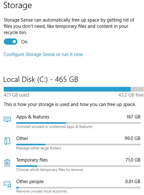 check free hard drive space