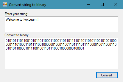 convert string to binary in c#