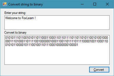 How to Convert string to binary in C#