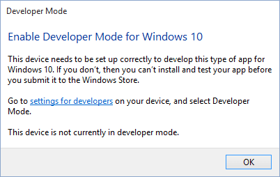 how to enable developer mode for windows 10