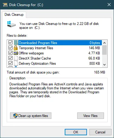 disk cleanup win10