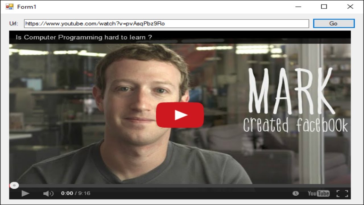 how to embed youtube video into a windows form in c#