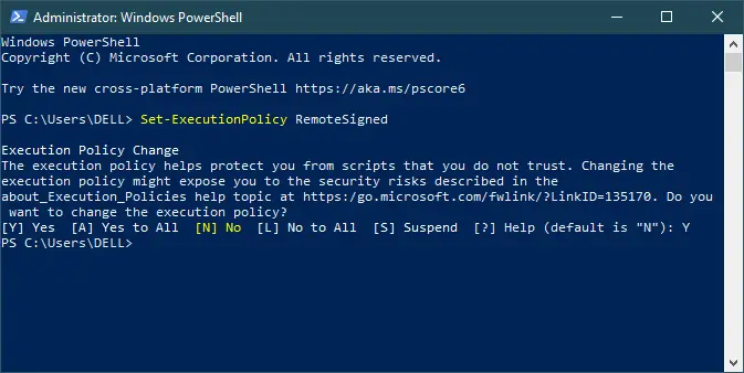 powerShell execution policy