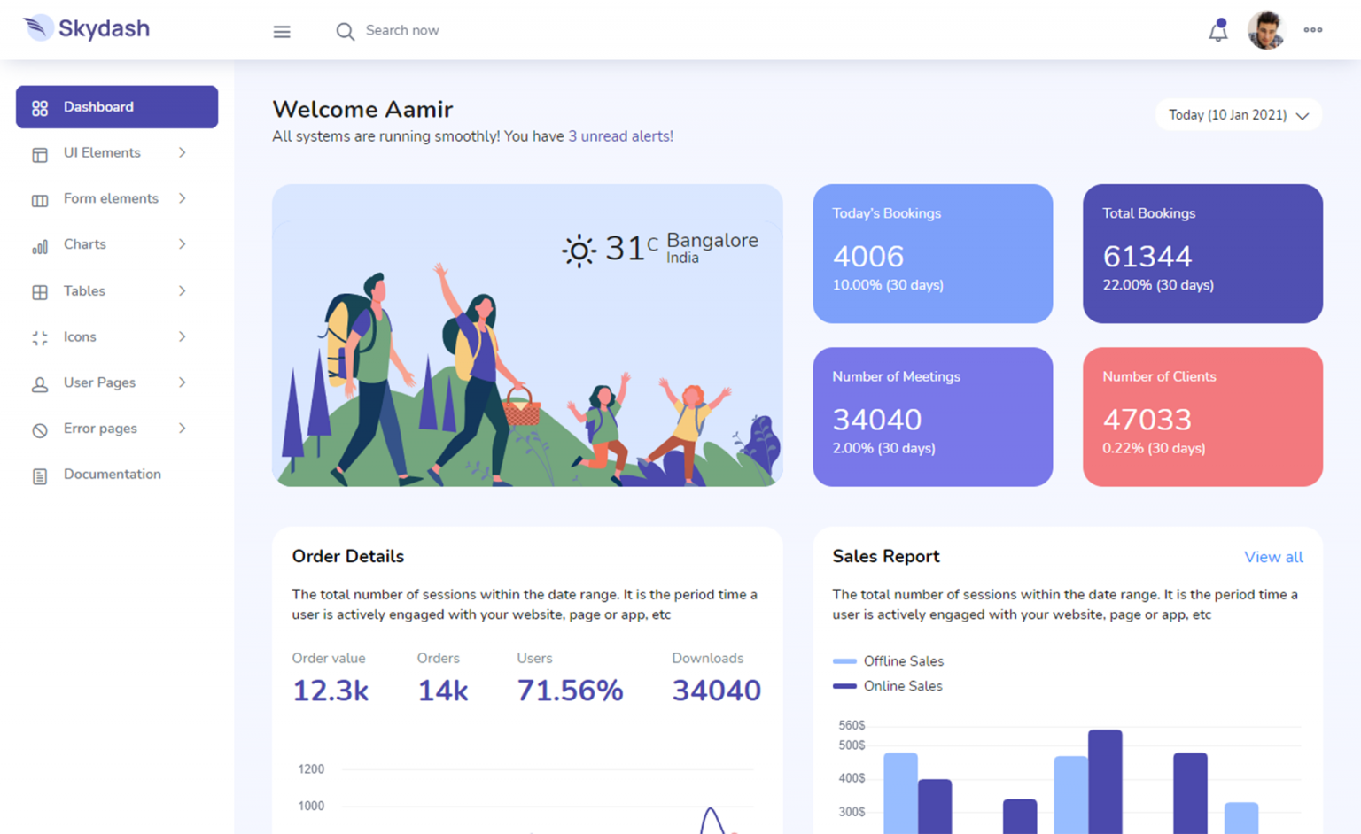 skydash admin dashboard template