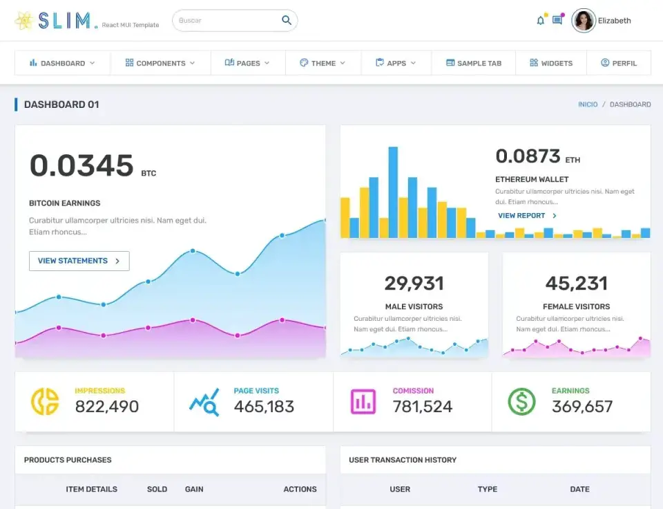 slim free material ui admin dashboard template react