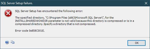 sql server setup failure